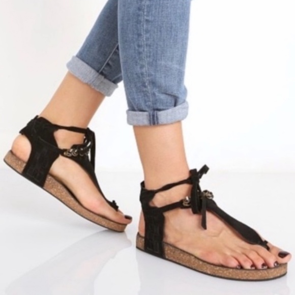 Free People Collins Wrap Sandals Black Suede Size US 11 EU 41 Hobo Festival - Picture 3 of 16